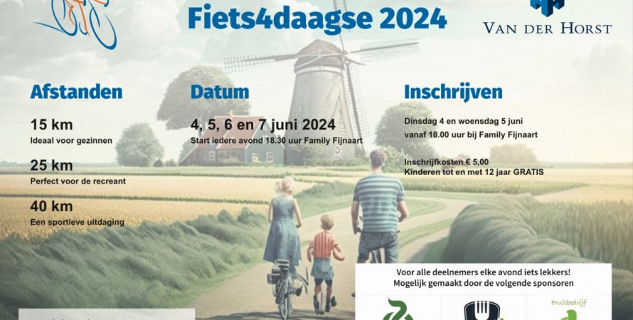 Fijnaartse Fiets4daagse 4 t/m 7 juni 2024