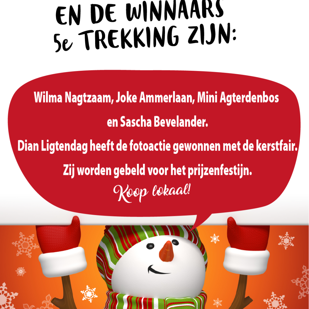 Winnaars 5e trekking van de najaarsactie