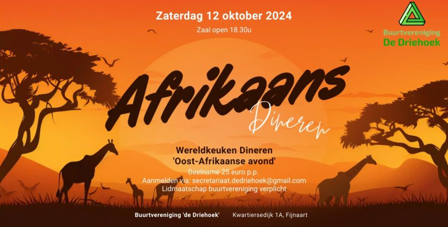 Buurtvereniging 'De Driehoek' - Wereldkeuken dineren: Oost Afrikaans